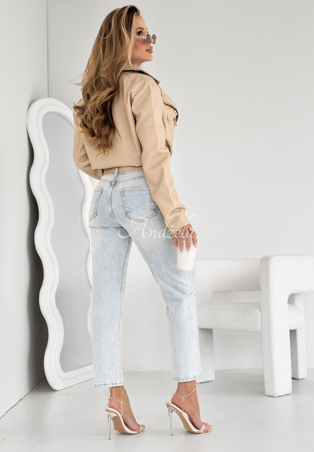 Fall Apart beige leather ramones jacket