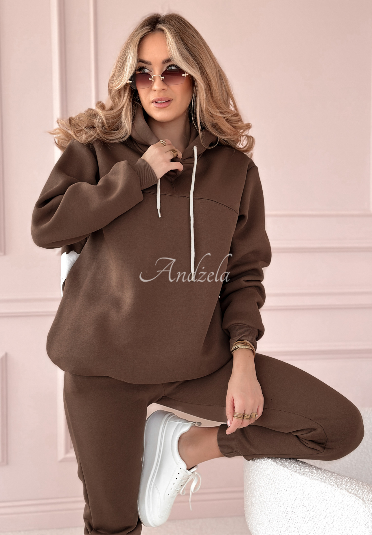Outstand printed tracksuit set chocolate