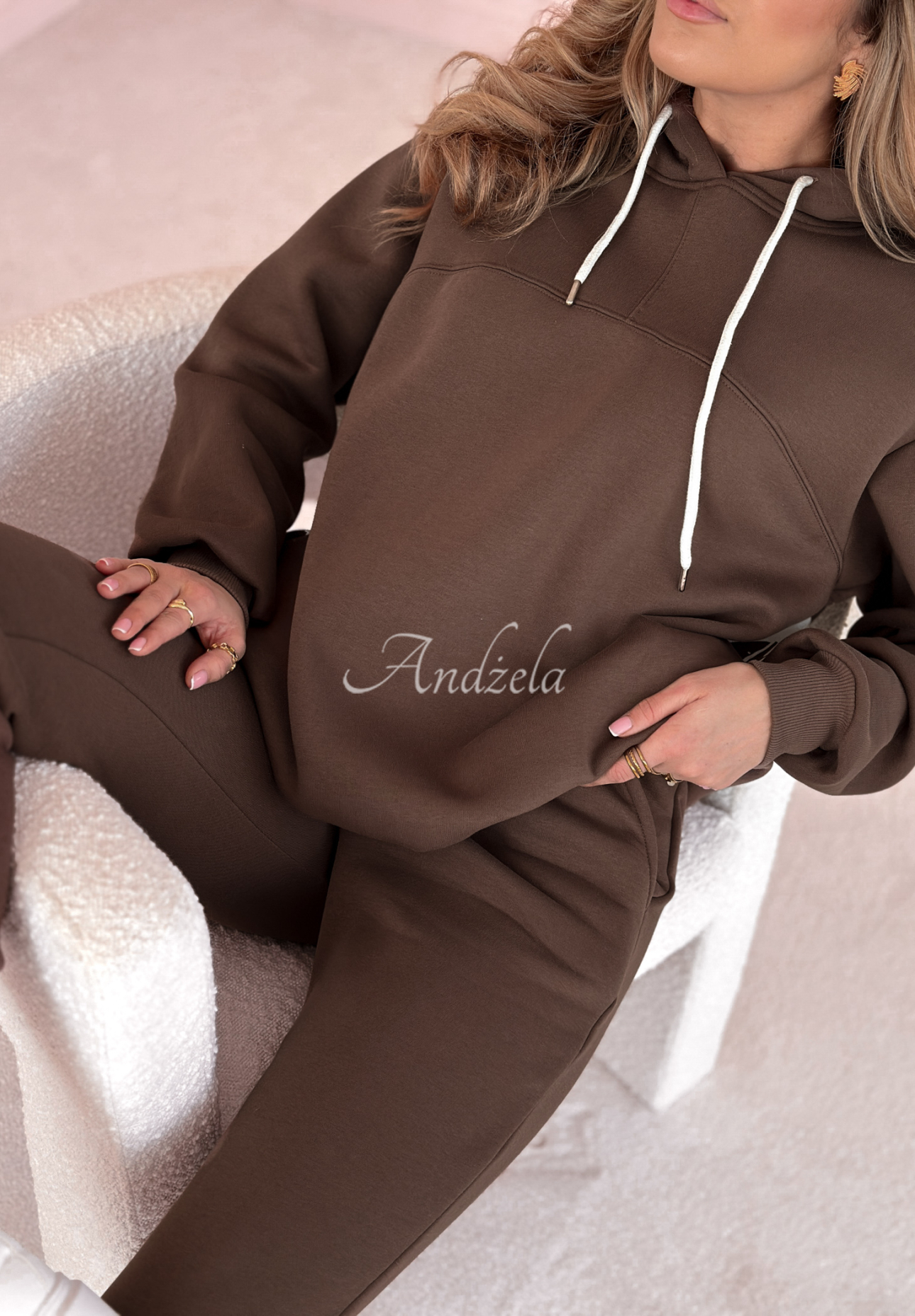 Outstand printed tracksuit set chocolate