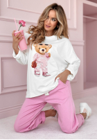 Bluza oversize z nadrukiem Sweet Teddy biała