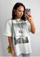 T-shirt z nadrukiem La Milla Sign ecru