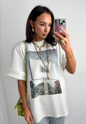 La Milla Sign ecru printed t-shirt