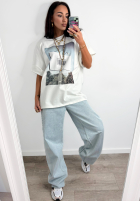 T-shirt z nadrukiem La Milla Sign ecru