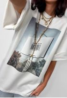 T-shirt z nadrukiem La Milla Sign ecru