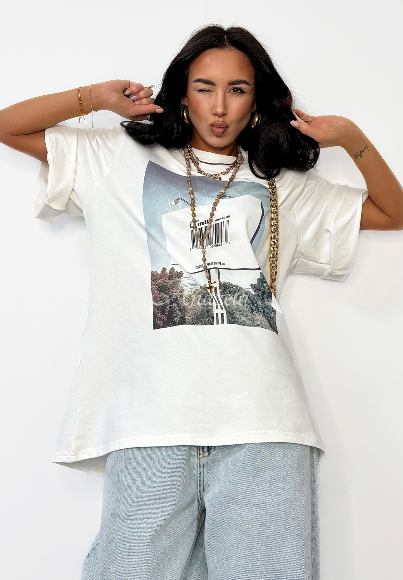 La Milla Sign ecru printed t-shirt