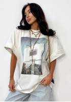 T-shirt z nadrukiem La Milla Sign ecru