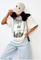 T-shirt z nadrukiem La Milla Sign ecru