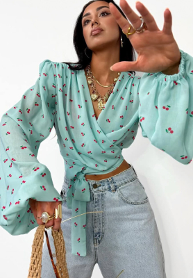 La Milla Sweet Cherry mint envelope blouse