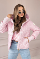 Krótka pikowana kurtka z kapturem Days Are Brighter różowa