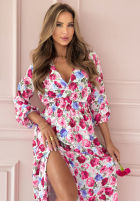 Kwiecista sukienka Still Be Loving You biało-różowa