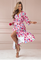 Kwiecista sukienka Still Be Loving You biało-różowa