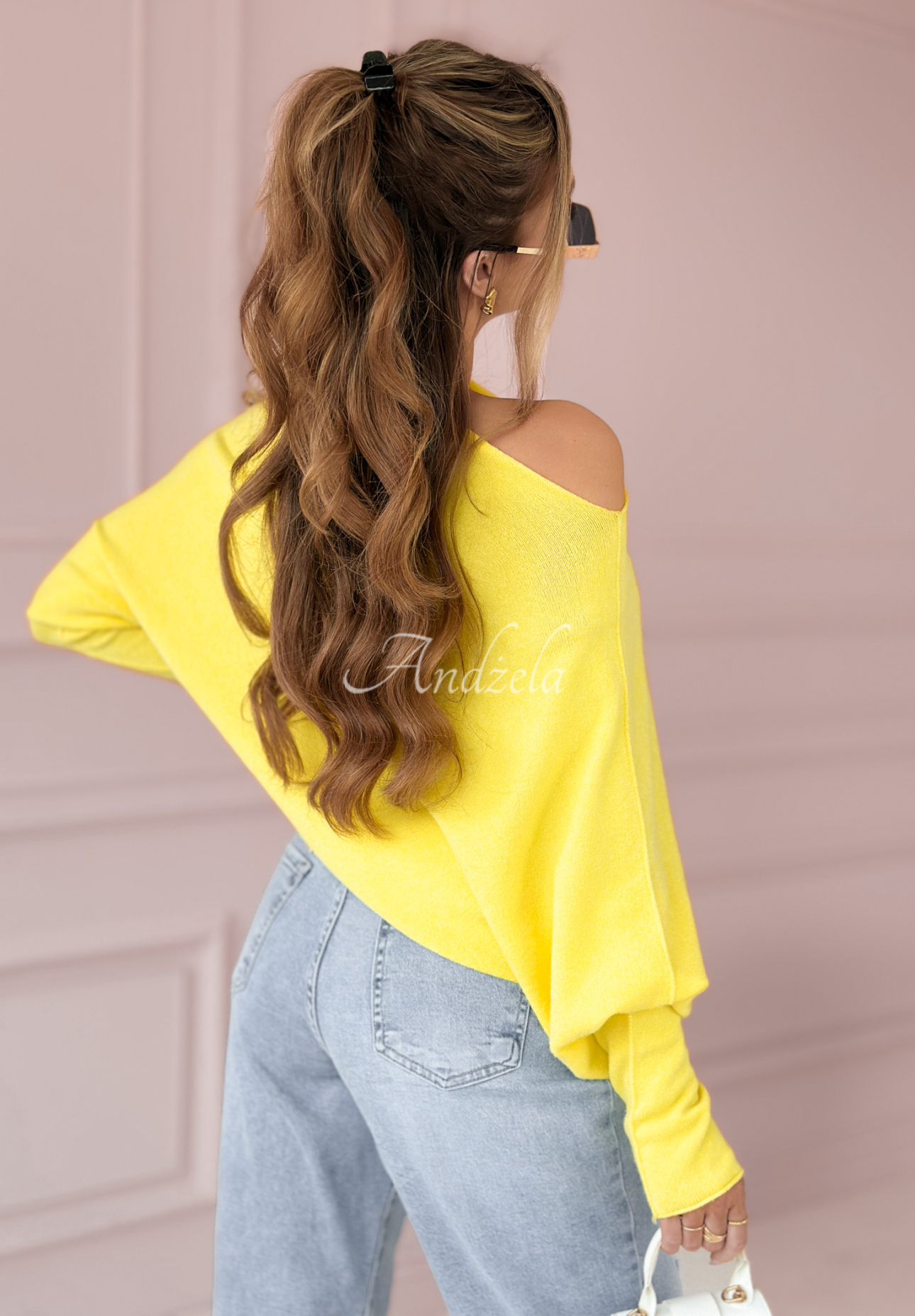 Sweter oversize z wiskozą Found Each Other żółty