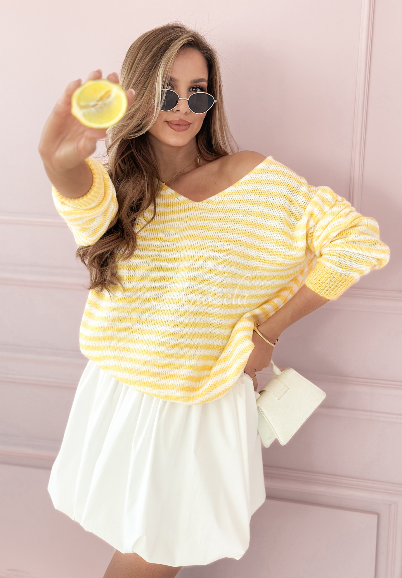 Always Beside You yellow striped sweater