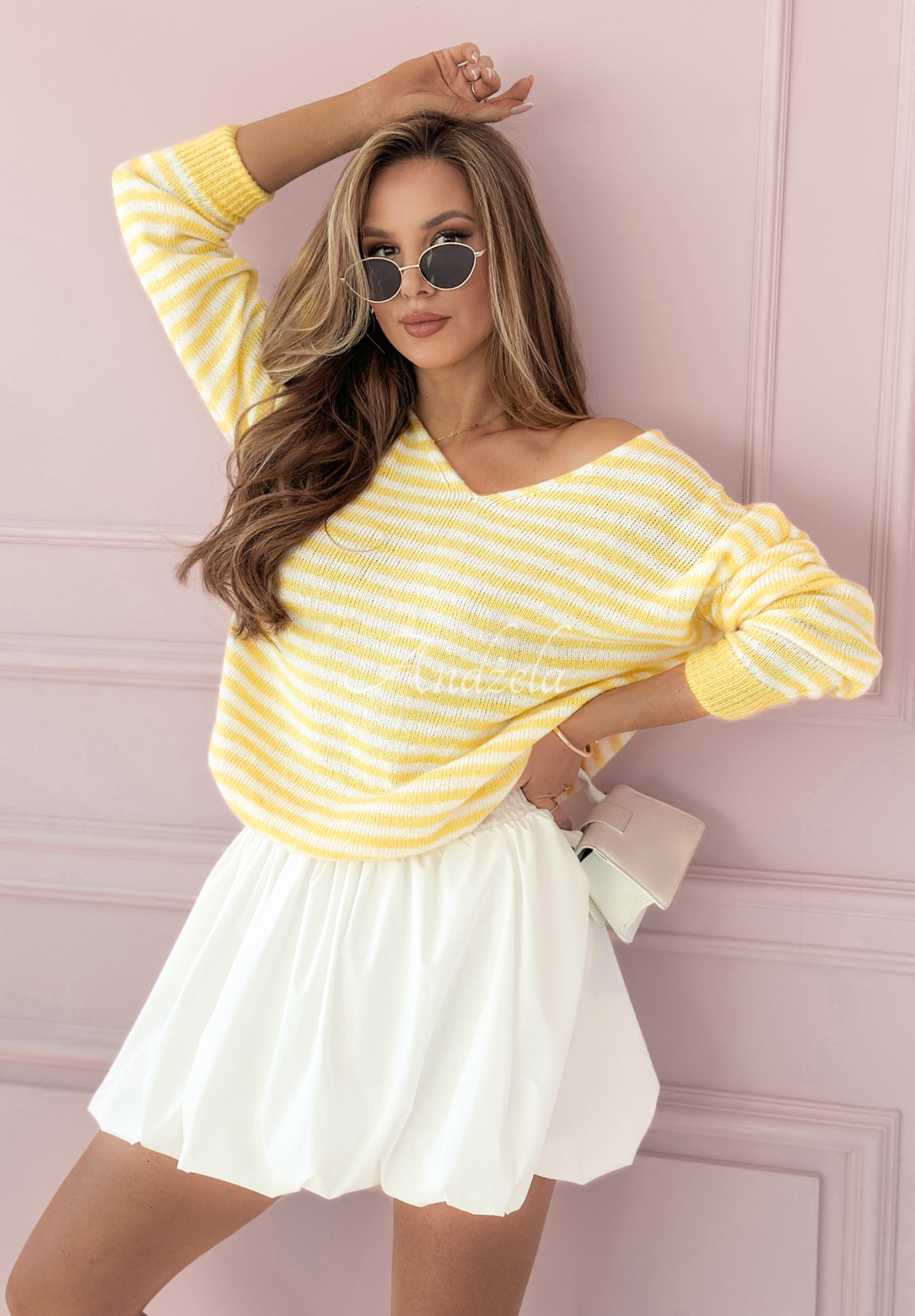 Always Beside You yellow striped sweater