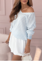 Sweter w paski Always Beside You błękitny