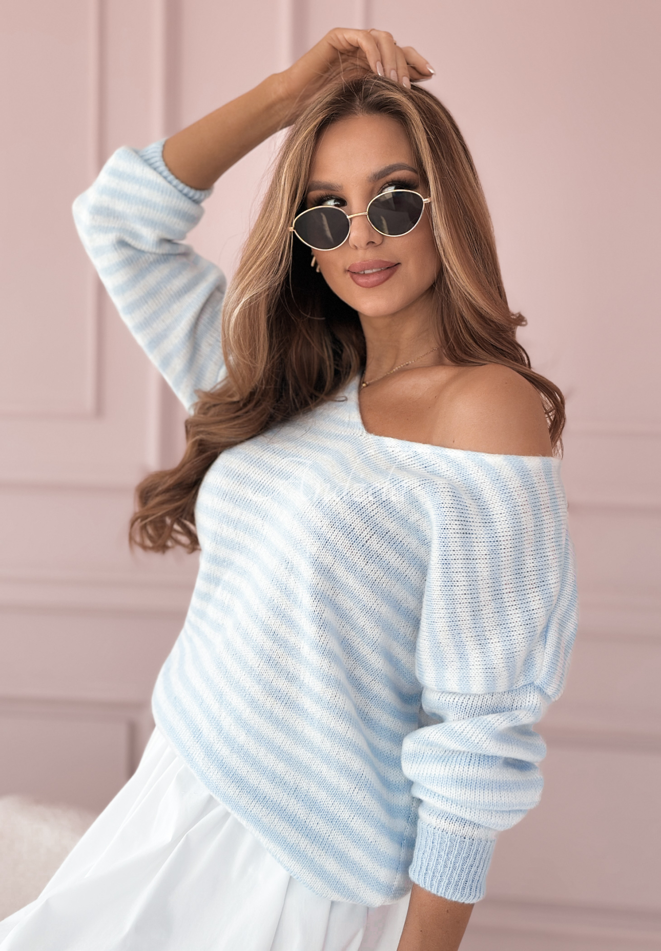 Always Beside You striped sweater blue