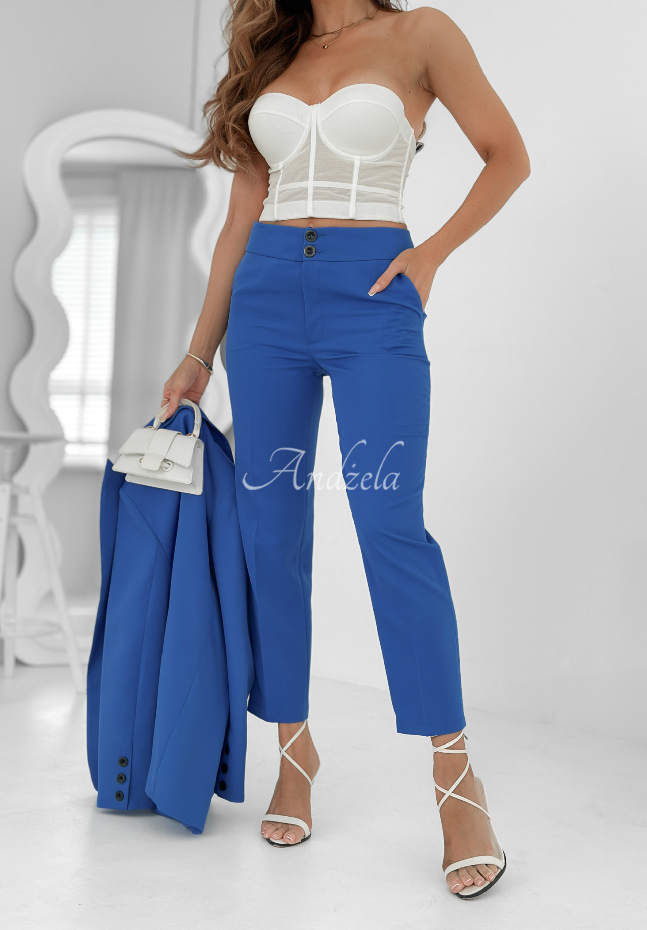 Elegant Runway Ready cobalt cigarette pants