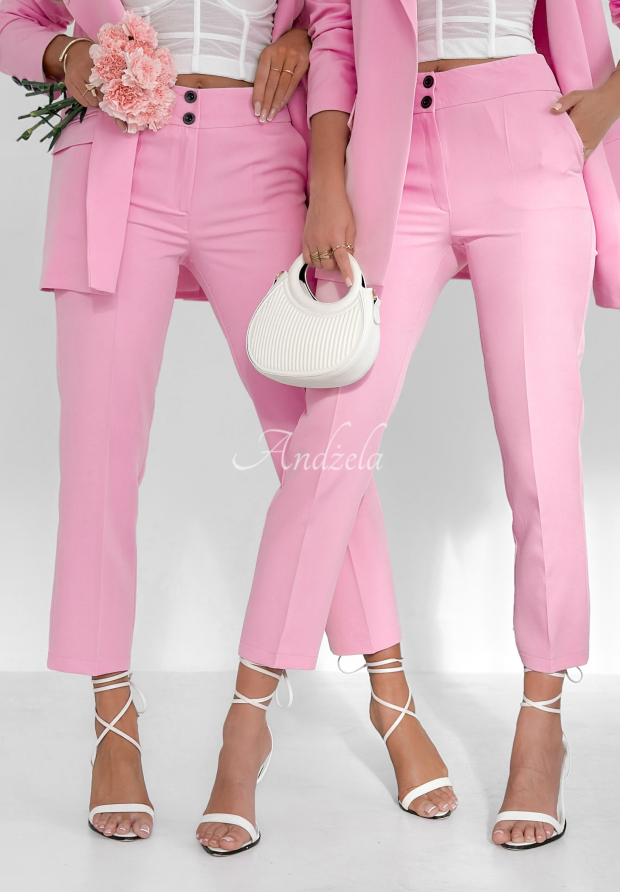 Women's Pink Relaxed Slim Fit High-Rise Cigarette Trousers