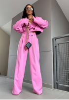 Materiałowe spodnie wide leg La Milla Do Something różowe