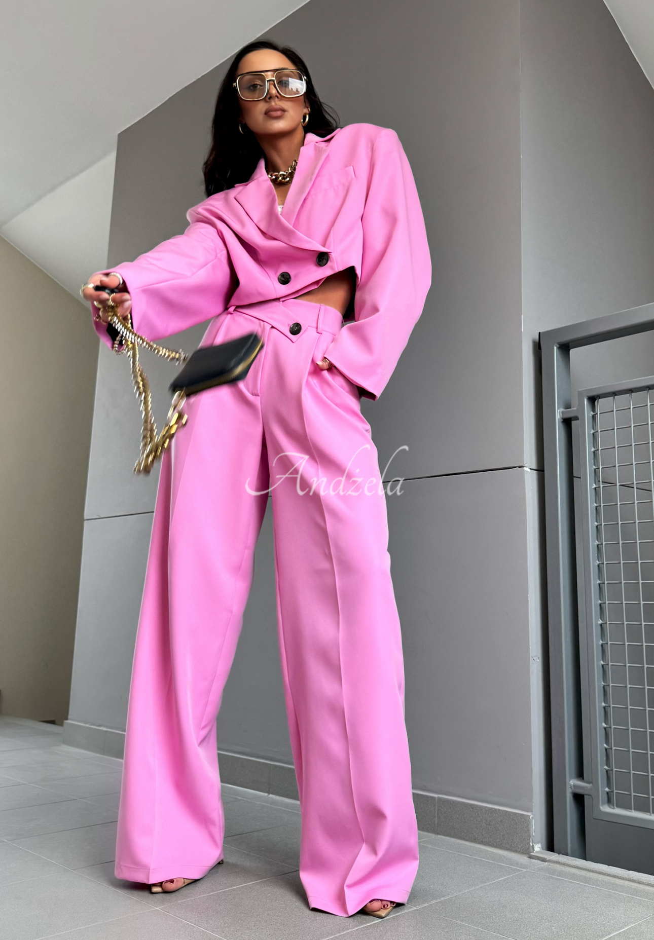 La Milla Do Something pink fabric wide leg pants