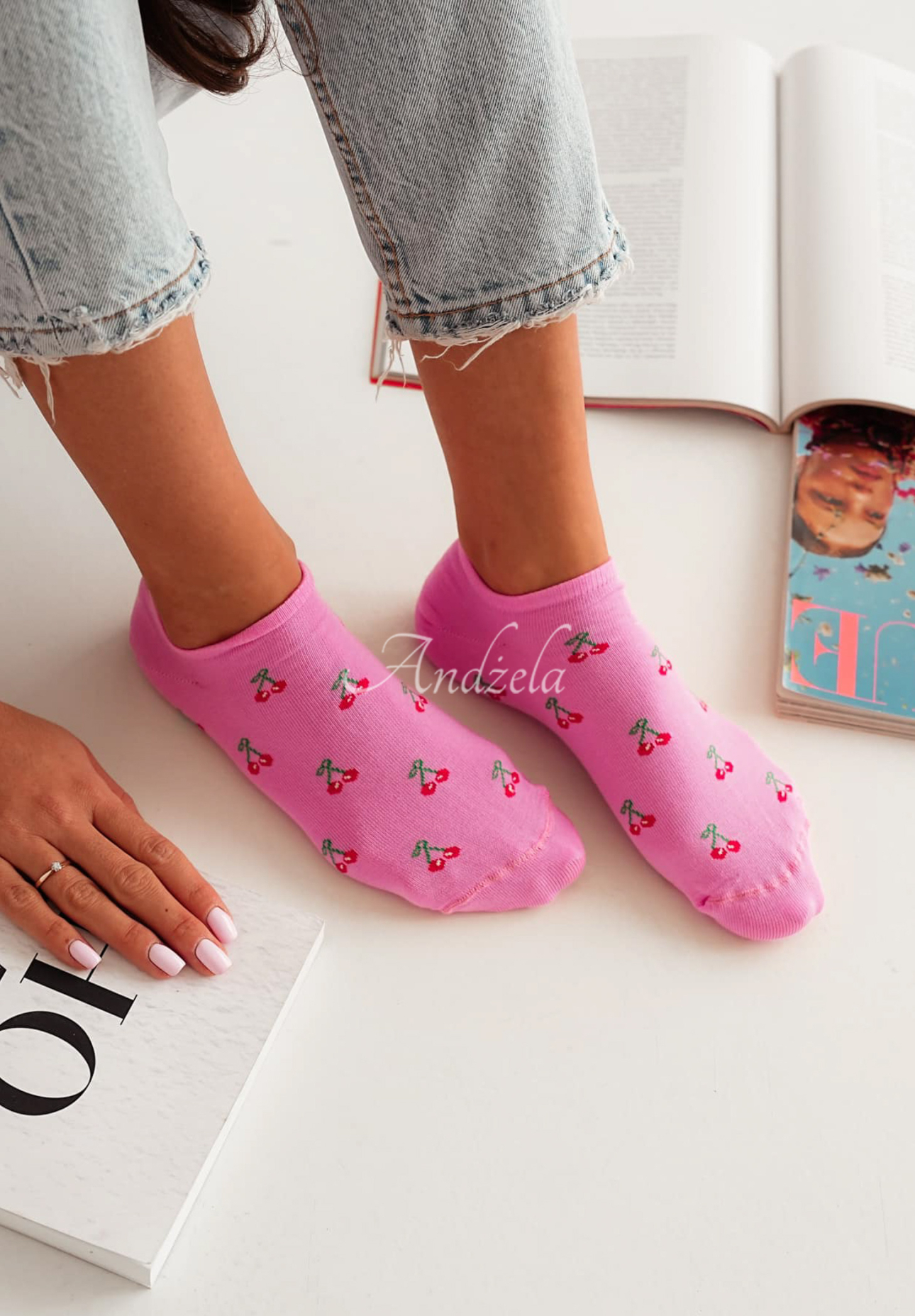 Cherry Lemonade pink socks