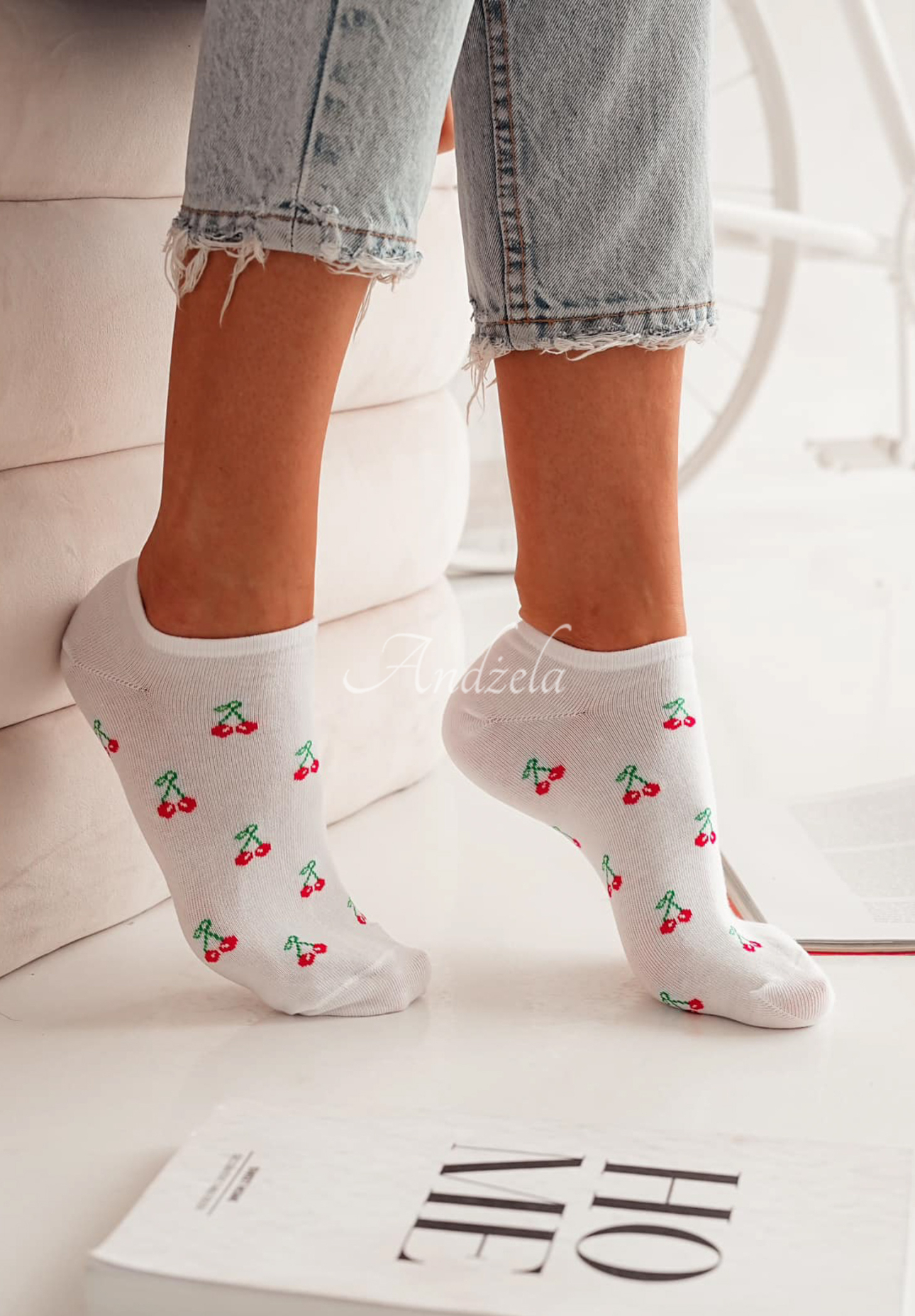 Cherry Lemonade white cherry socks
