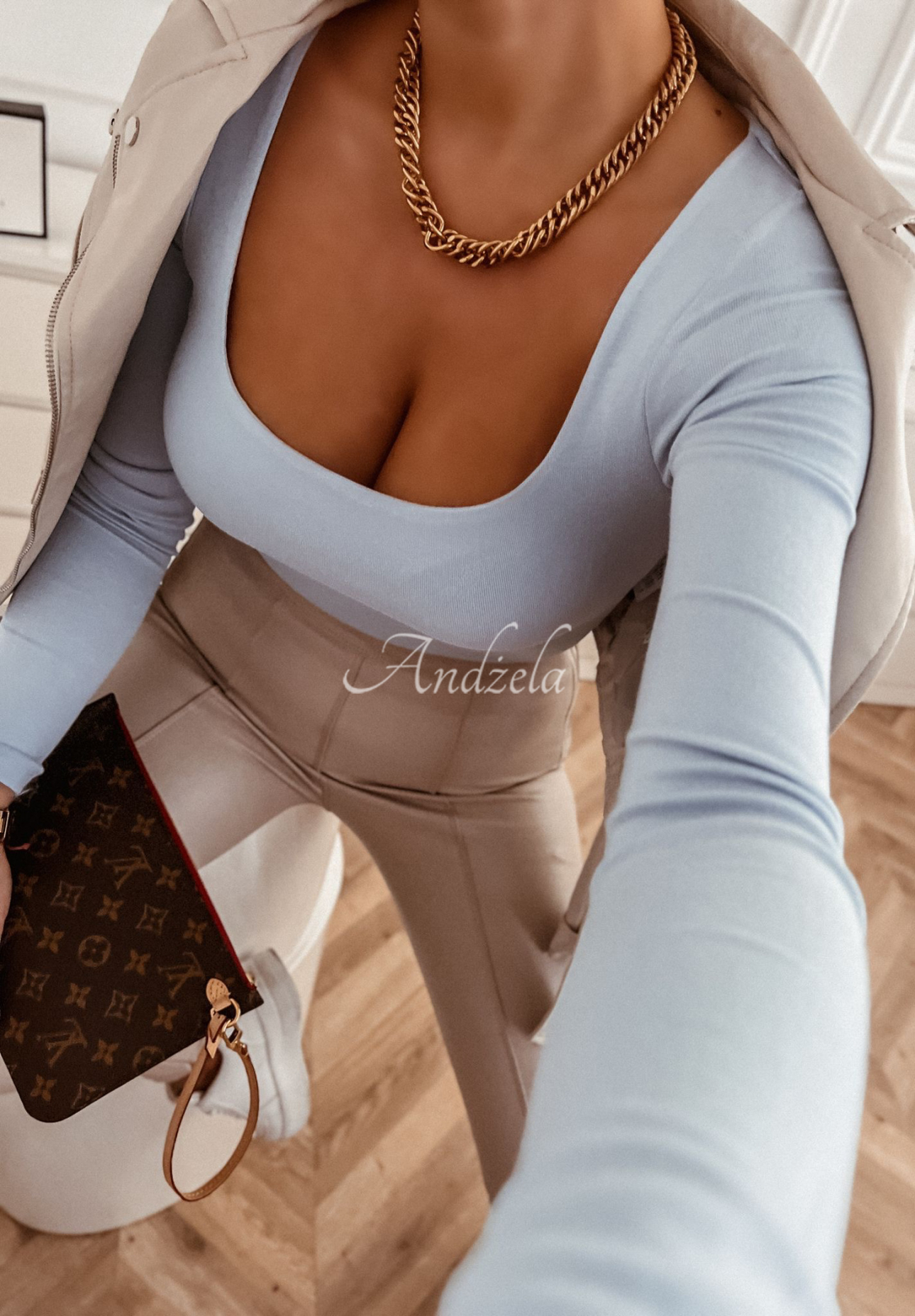 Blouse with square neckline Te Amo blue