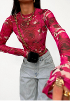 Bluzka w kwiaty La Milla Pink Dream ciemnoróżowa