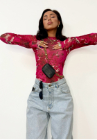 Bluzka w kwiaty La Milla Pink Dream ciemnoróżowa