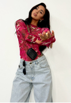 Bluzka w kwiaty La Milla Pink Dream ciemnoróżowa