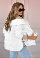 Krótka pikowana kurtka z kapturem Have No Clue biała