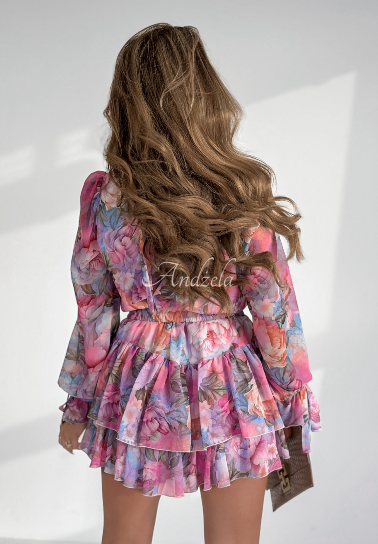 Floral Innovators pink and blue floral ruffle jumpsuit