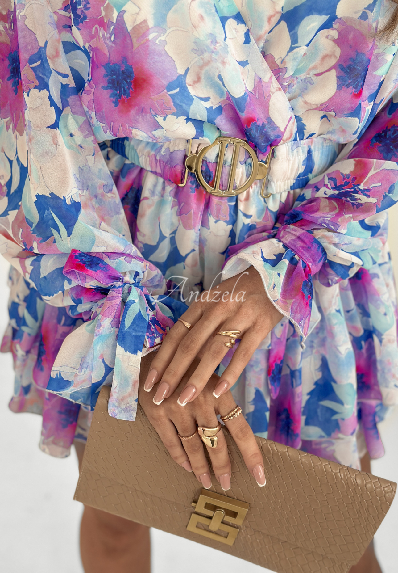 Floral Innovators floral ruffle jumpsuit blue