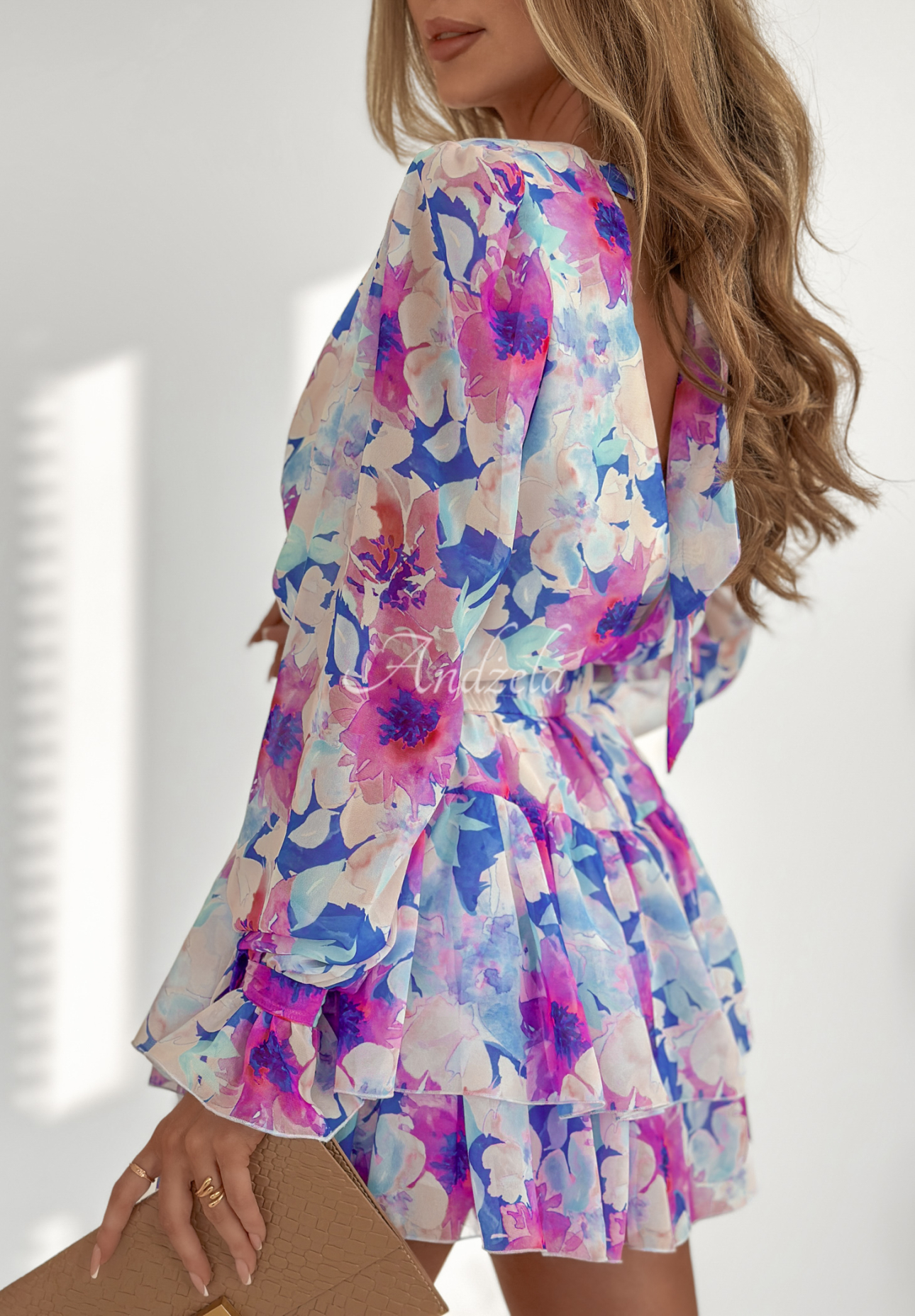 Floral Innovators floral ruffle jumpsuit blue