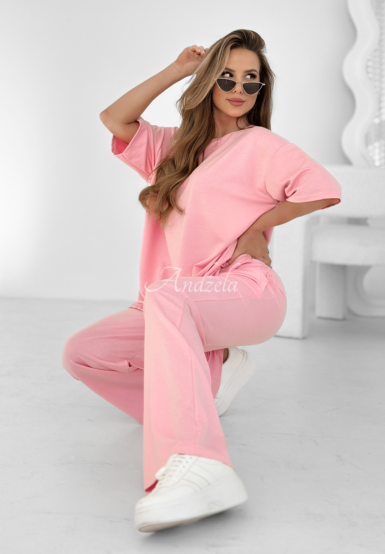 T-shirt and pants set butter Look At Us pink Andżela Online Store