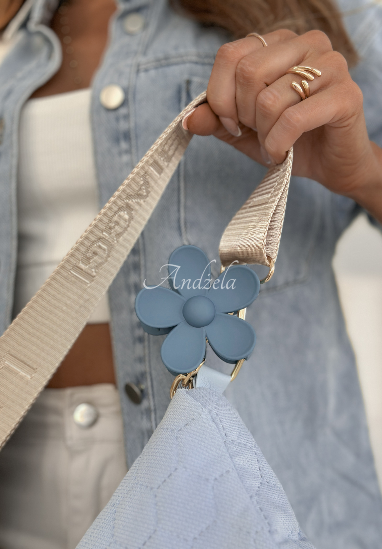 Girly Touch flower hair clip blue