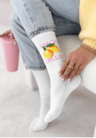 Długie skarpetki z cytrynkami Limoncello białe