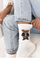 Długie skarpetki z misiami Snuggle Bear białe
