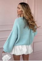 Krótki sweter z kokardkami Sensitive Touch błękitny