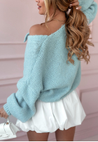 Krótki sweter z kokardkami Sensitive Touch błękitny