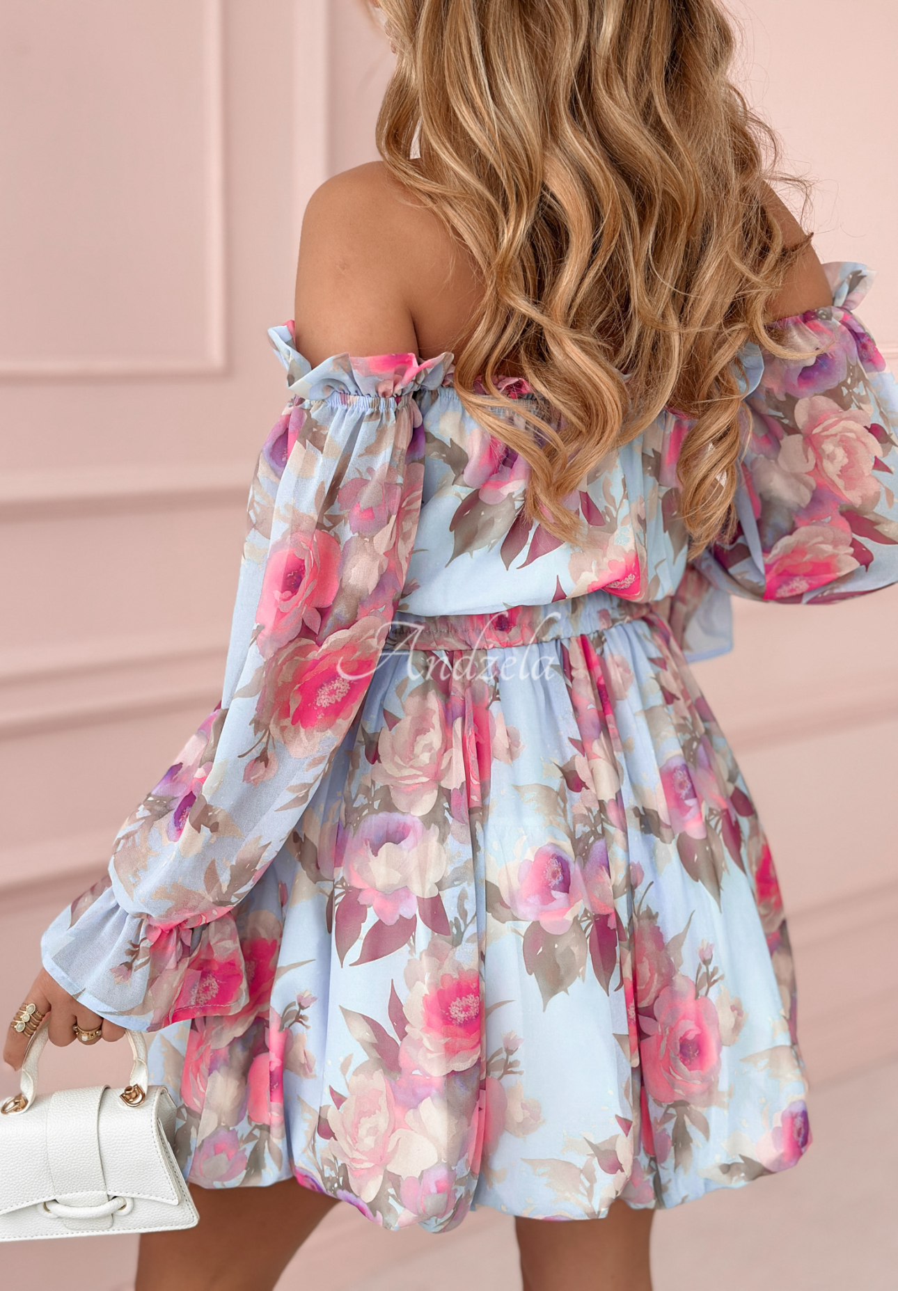 Floral Spanish dress with ruffles Magic Spells blue