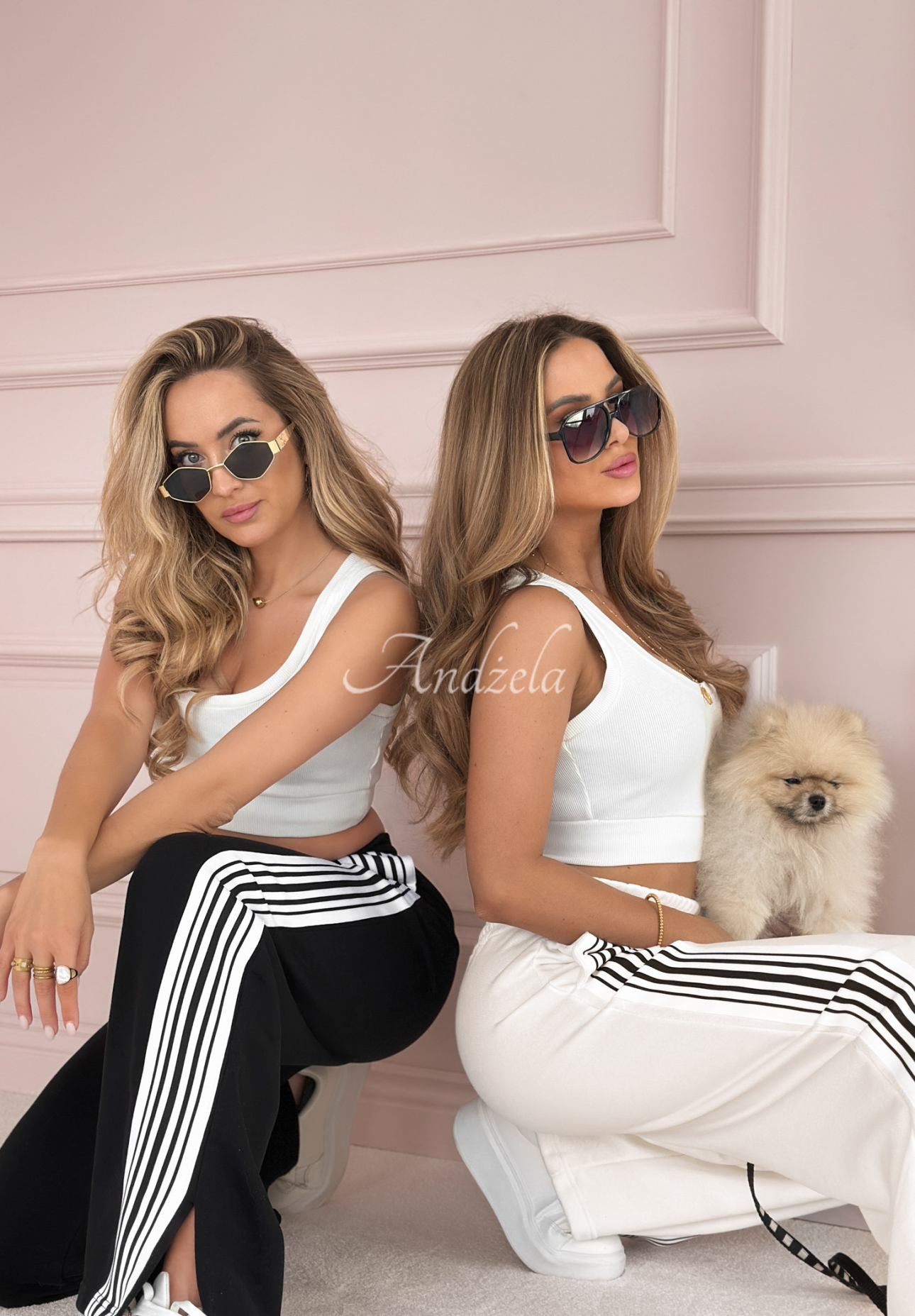 MC Actively ecru sweatpants with stripes