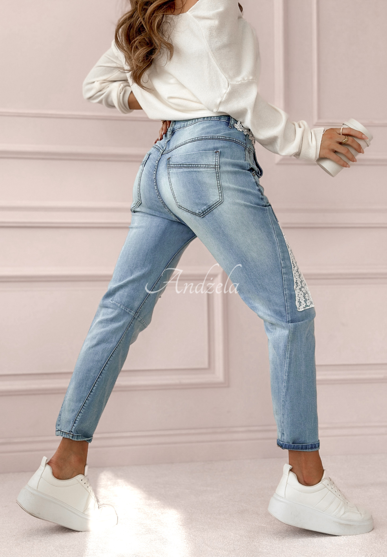 Denim pants with lace To Be The One blue