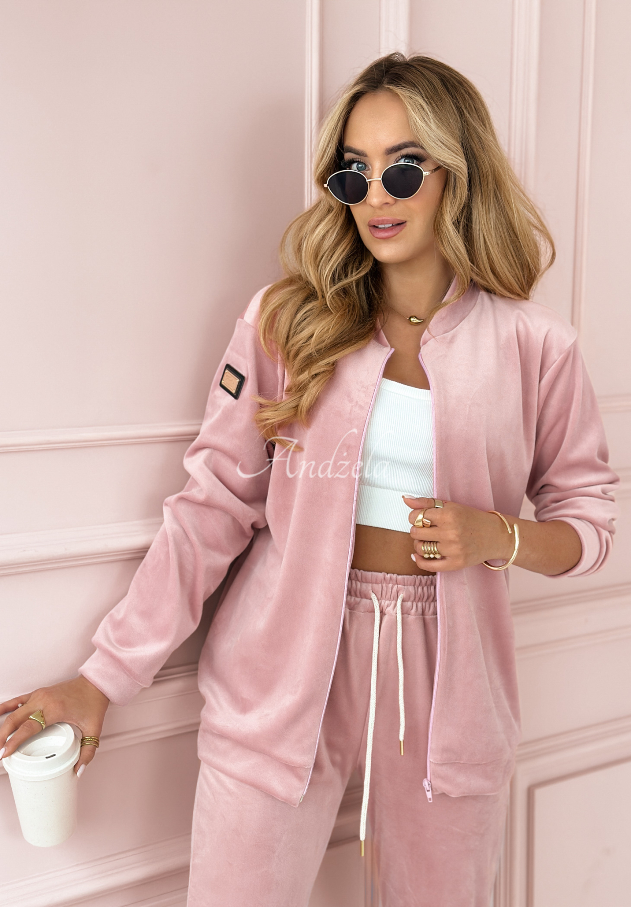Velour set Better Later powder pink