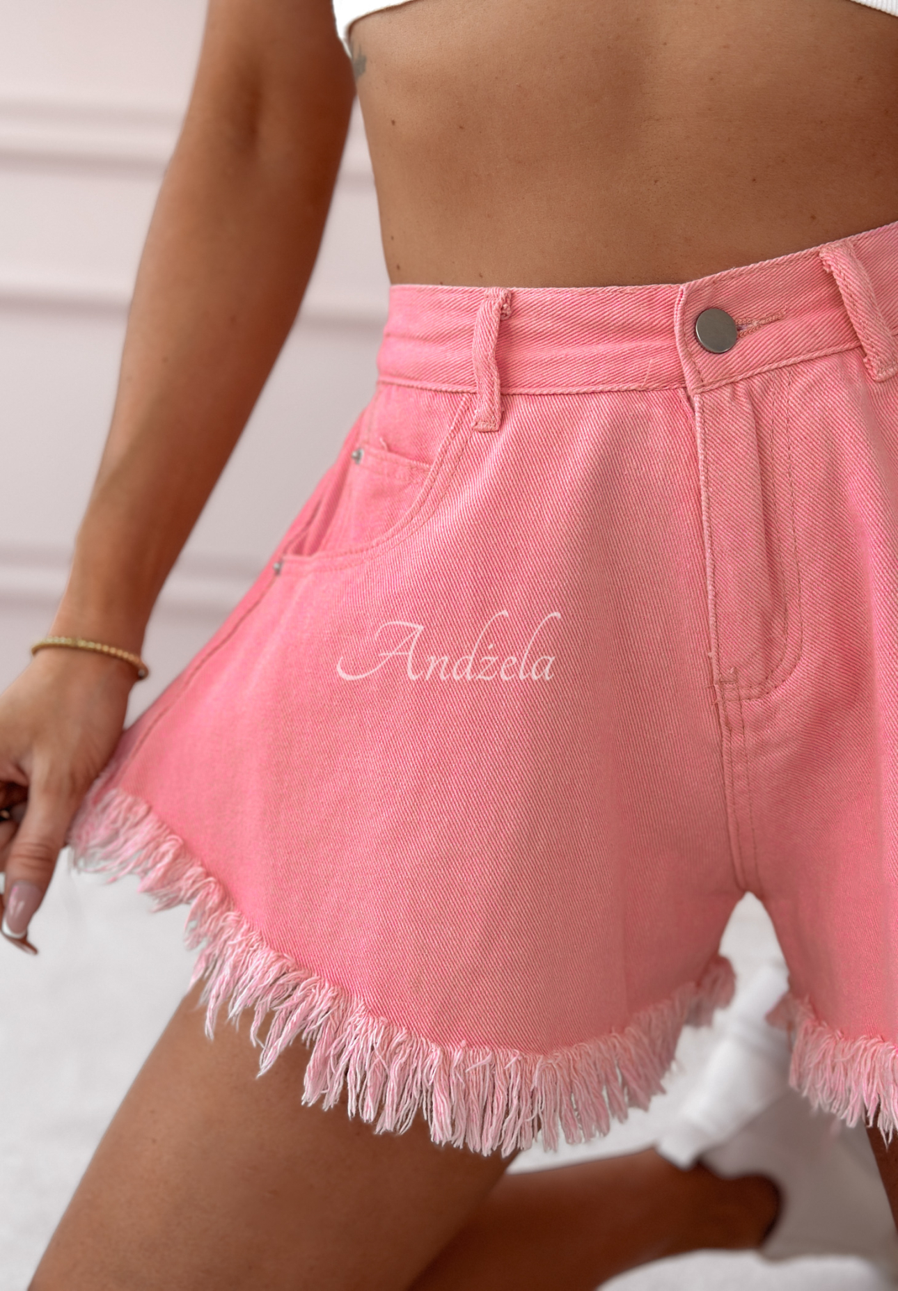 Denim shorts with wide legs Endless Blue pink