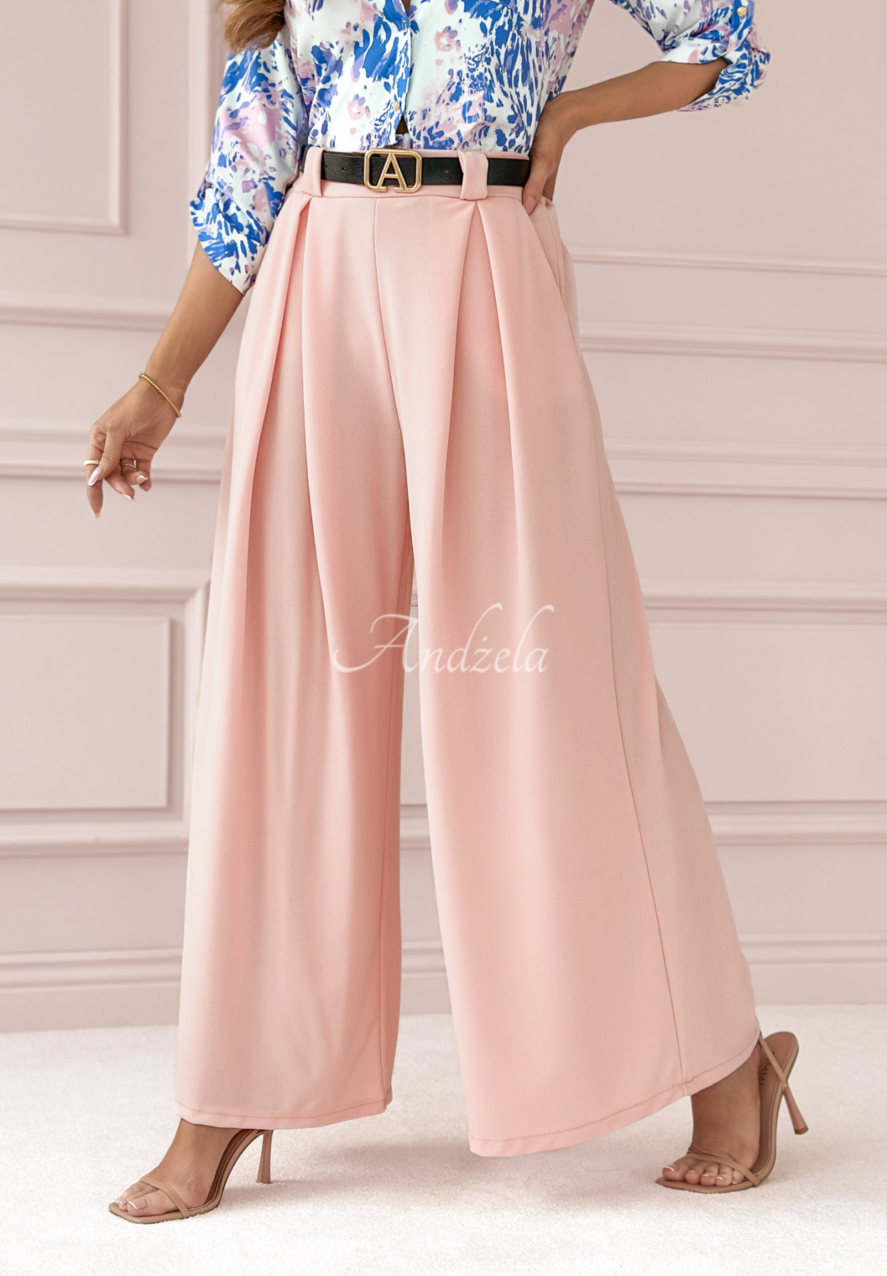 Fabric wide leg pants Enjoy Every Moment powder pink