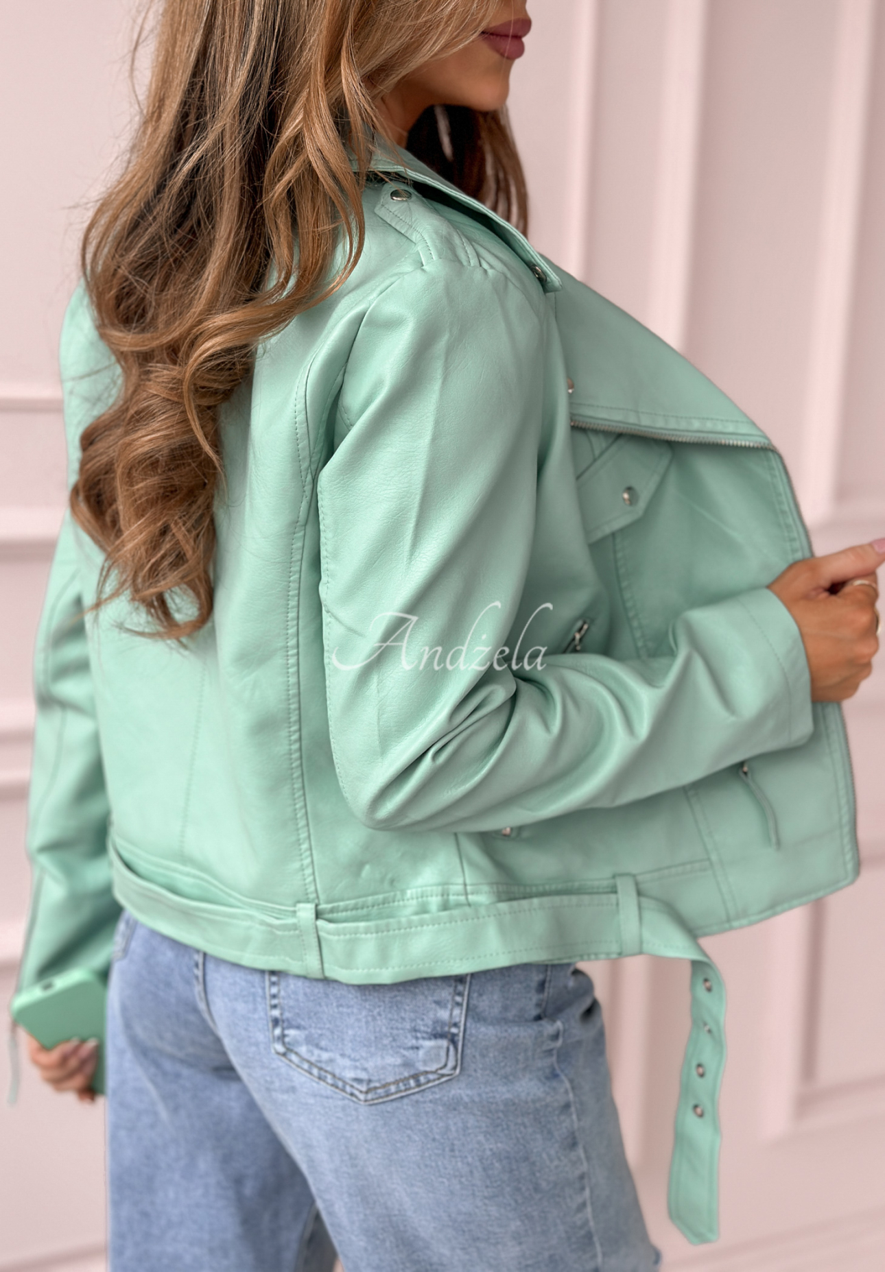 Standing Still mint leather ramones jacket