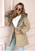 Dwustronna kurtka w panterkę You Have Time beżowa