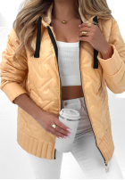 Pikowana kurtka z kapturem See You There bananowa