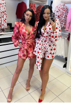 Krótki kwiecisty kombinezon La Milla Botanical Harmony biało-czerwony